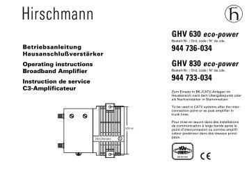 GHV 630 eco-power GHV 830 eco-power - TRIAX