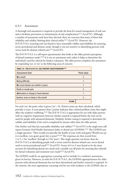 Guidelines for a Palliative Approach in Residential Aged Care