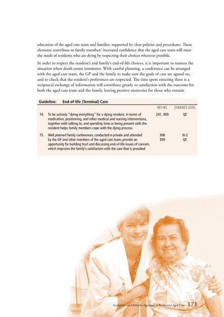 Guidelines for a Palliative Approach in Residential Aged Care