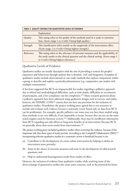 Guidelines for a Palliative Approach in Residential Aged Care