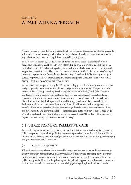 Guidelines for a Palliative Approach in Residential Aged Care