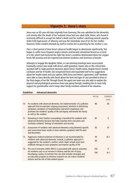 Guidelines for a Palliative Approach in Residential Aged Care