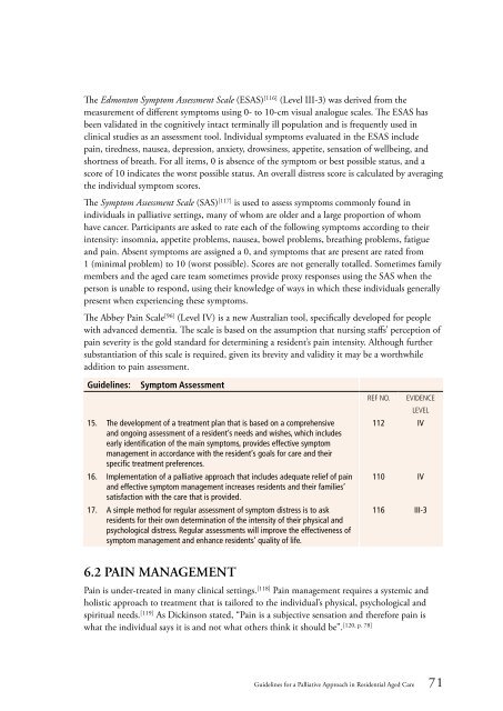 Guidelines for a Palliative Approach in Residential Aged Care