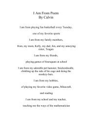 I Am From Poem By Calvin - Park Day School