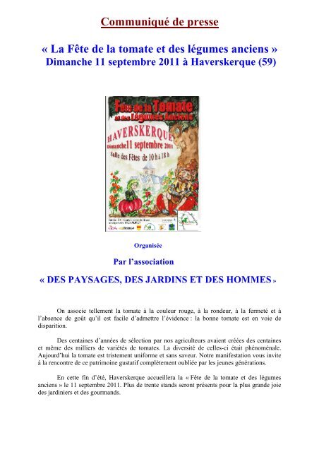 FÃªte de la tomate et des lÃ©gumes anciens - Commune d'Haverskerque