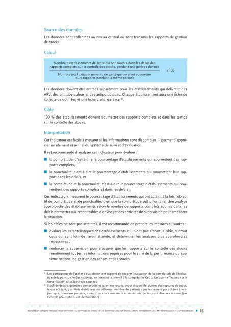 Indicateurs harmonisés pour le suivi et l'évaluation ... - libdoc.who.int