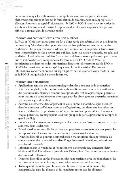 Réunion d'experts FAO/OMS sur l'application des nanotechnologies ...