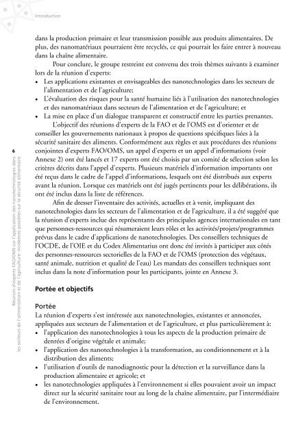 Réunion d'experts FAO/OMS sur l'application des nanotechnologies ...