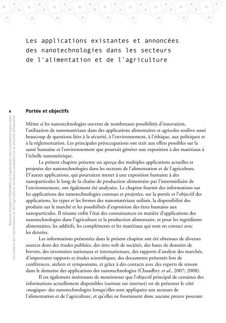 Réunion d'experts FAO/OMS sur l'application des nanotechnologies ...