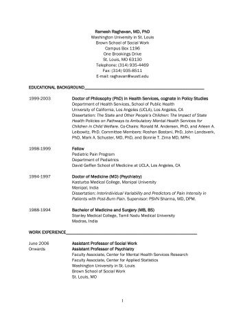 curriculum vitae - Institute for Public Health - Washington University ...