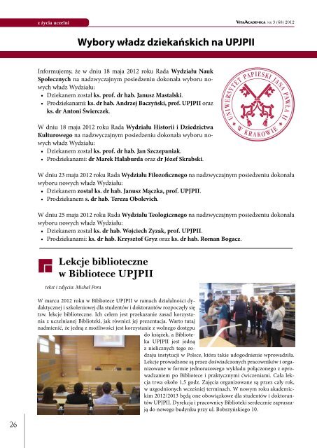 Vita Academica 3(68) - Uniwersytet Papieski Jana PawÅa II