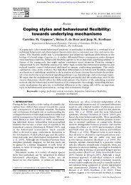 Coping styles and behavioural flexibility: towards underlying ...