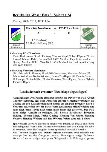 Bezirksliga Weser Ems 3, Spieltag 24 - Fc-47-Leschede
