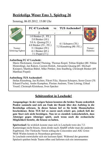 Bezirksliga Weser Ems 3, Spieltag 26 - Fc-47-Leschede