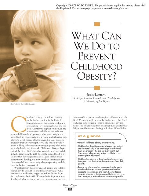 what can we do to prevent childhood obesity? - Zero to Three