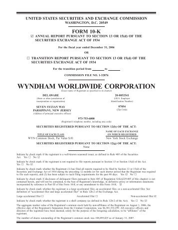 2006 Annual Report on Form 10-K - Wyndham Worldwide