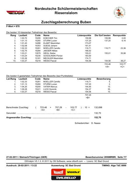 Norddeutsche Meisterschaften Riesenslalom ... - rennmeldung.de