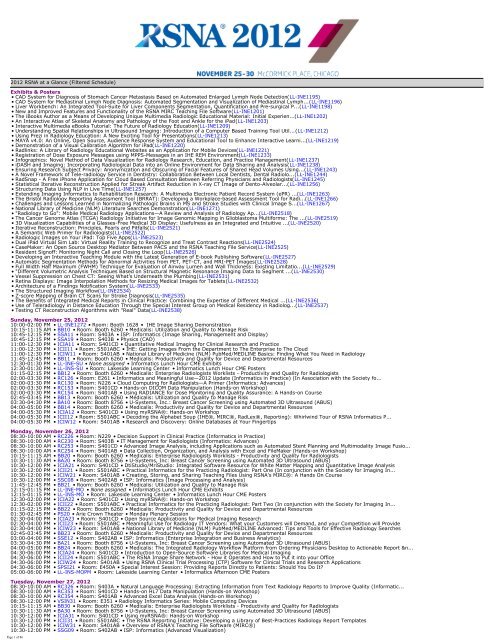 2012 Rsna At A Glance Rsna Radiological Society Of North - 