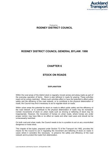 RODNEY DISTRICT COUNCIL - Auckland Transport