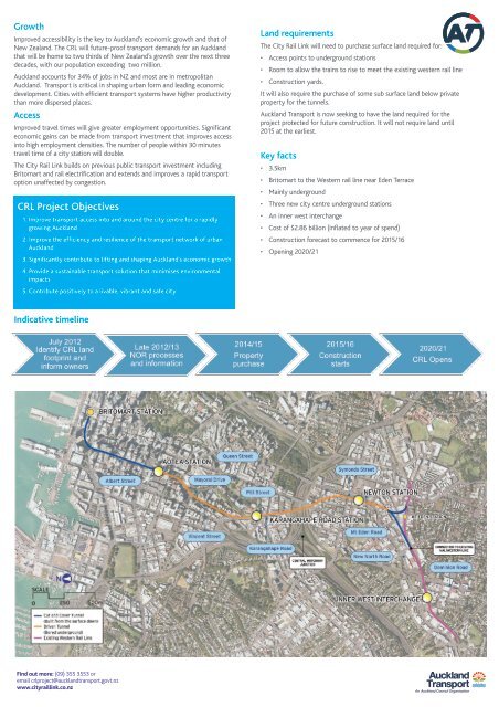 CRL project factsheet (July 2012) - Auckland Transport