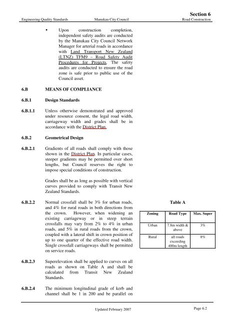 EQS section 6 - Road construction - Auckland Transport