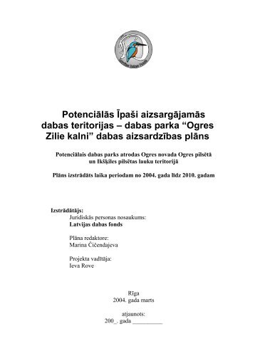 “Ogres Zilie kalni” dabas aizsardzības plāns