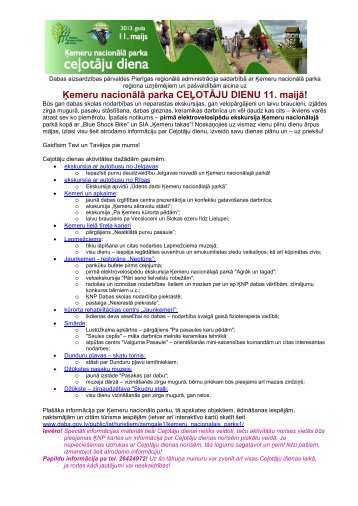 Ķemeru nacionālā parka CEĻOTĀJU DIENU 11. maijā! - Dabas ...