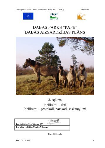 pielikumi (2. sējums) - Dabas aizsardzības pārvalde