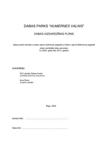 DABAS PARKS “NUMERNES VALNIS” - Dabas aizsardzības pārvalde