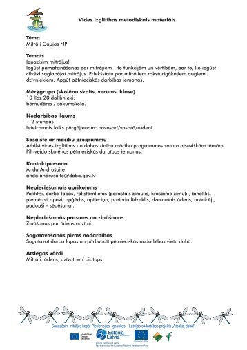 Pirmsskolas/sākumskolas vecuma bērniem - Dabas aizsardzības ...