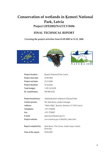 Conservation of wetlands in Ķemeri National Park, Latvia Project ...