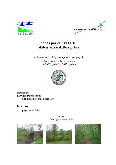 dabas parka “VILCE” dabas aizsardzības plāns - Latvijas Dabas fonds
