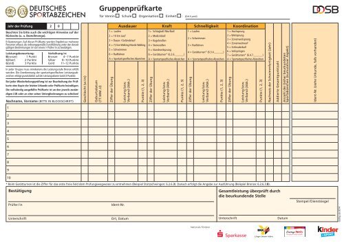 DOSB GruppenprÃ¼fkarte A4, (PDF) - Das Sportabzeichen