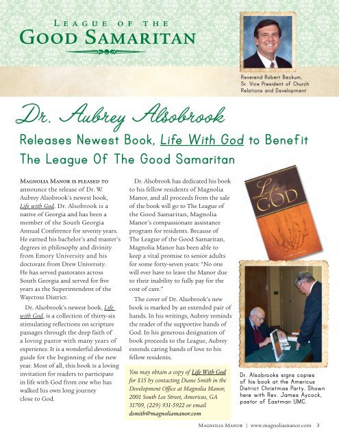 Dr. W. Aubrey Alsobrook truly lives âLife with God â - Magnolia Manor