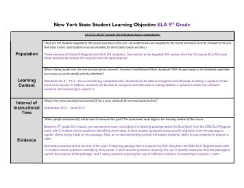 New York State Student Learning Objective Template - OCM Boces