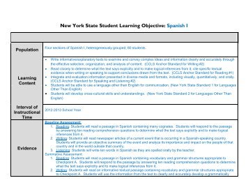 New York State Student Learning Objective Template - OCM Boces