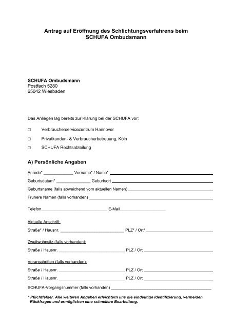 Kontakt-Formular (PDF, 46 KB) - SCHUFA Verbraucherbeirat und ...