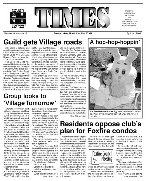 Guild gets Village roads Residents oppose club's plan for Foxfire ...