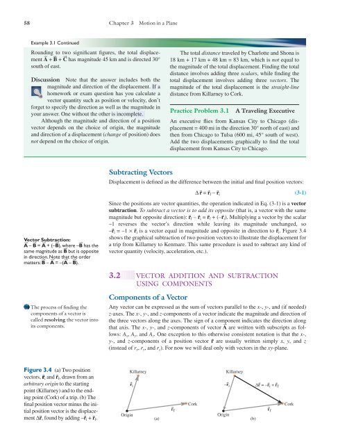 Subtracting Vectors Components of a Vector