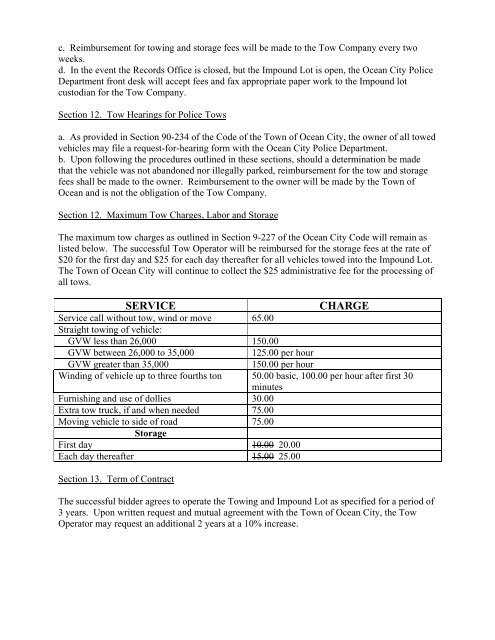 tow contract proposal - draft - Town of Ocean City