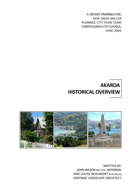 Akaroa Historical Overview - Christchurch City Council