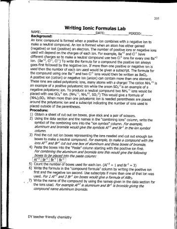 Worksheets Writing Ionic Formulas Worksheet Answers writing formula for ionic compounds formulas lab