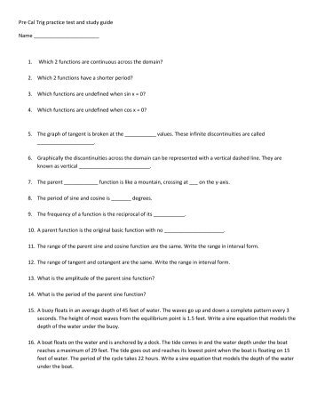 Trig graphs practice test and study guide ch 6