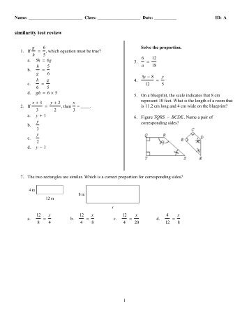 Similarity test review with answers