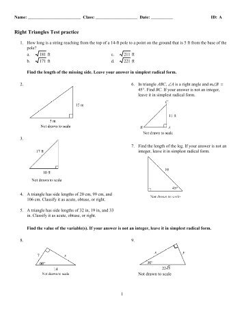 ExamView - Right triangles Practice test.tst