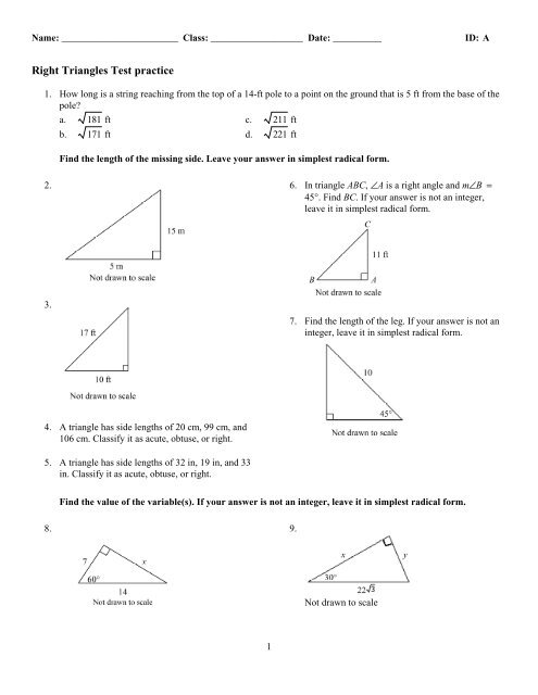 ExamView - Right triangles Practice test.tst