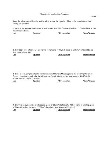 Worksheets Acceleration Problems Worksheet 3 darla mae is going to chapter worksheet acceleration problems