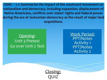 Standard 2.1- Westward Expansion