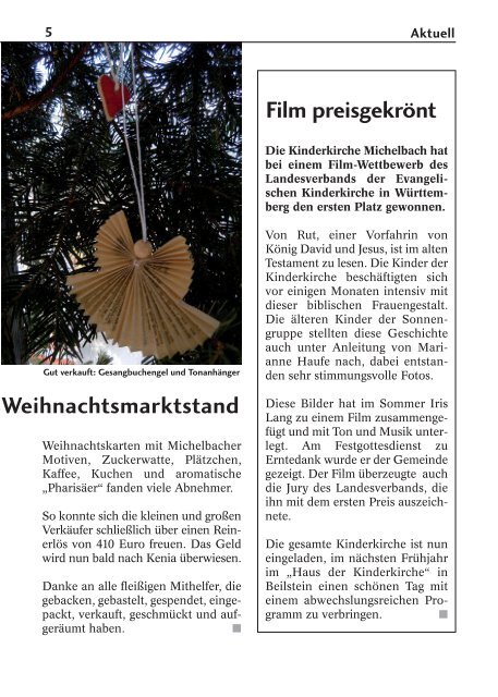 Weihnachten 2011 - Ev. Kirchengemeinde Michelbach/Bilz