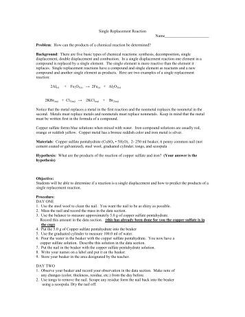 Printables. Single Replacement Reaction Worksheet Answers. Mywcct Thousands of Printable Activities